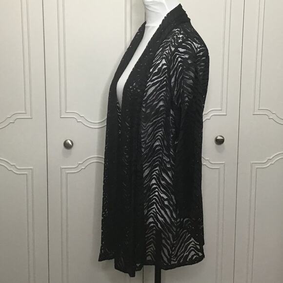 SUSAN GRAVER Black Peek Through Lace Jacket - Size Medium - Picture 2 of 4